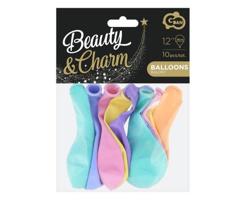 Balon gumowy Beauty&Charm makaronowe pastel mix 10szt. mix 12cal Godan (CB-1KMX)