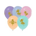 Balon gumowy Happy Birthday Wróżki pastelowy 5 szt mix 300mm 12cal Godan (GZ-WRO5)