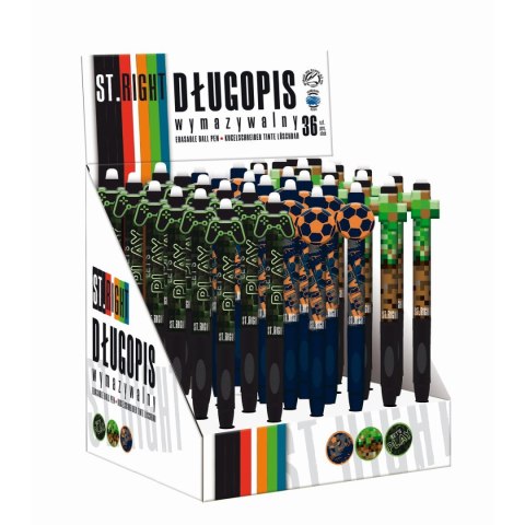 Długopis St.Right wymazywalny chłopięcy 36 szt displ Bambino (5903235667863)