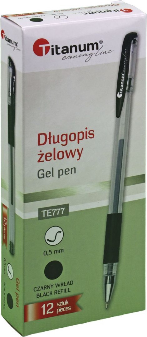 Długopis żelowy czarny 0,5mm Titanum (GPGBLACK ECONOMY) Długopis żelowy czarny 0,5mm Titanum (GPGBLACK ECONOMY)