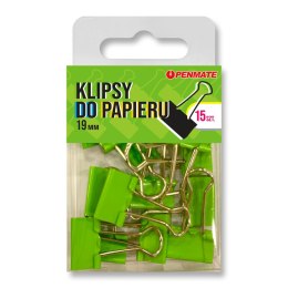Klipsy do spinania dokumentów żółtozielone TT8324 metalowo-plastikowy 19mm Penmate (19mm)