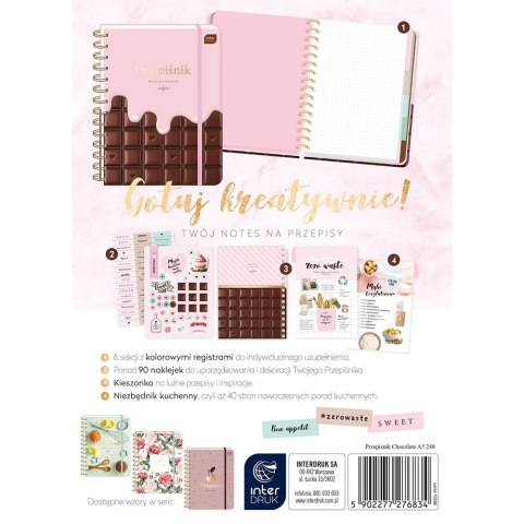 Kołozeszyt (kołonotatnik) przepiśnik A5 240k. 90g kropki/tagi Interdruk