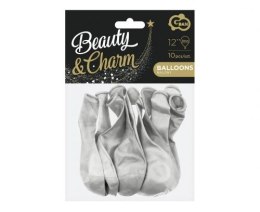 Balon gumowy Beauty&Charm metalik srebrny 10 sztuk metalizowany srebrny 12cal Godan (CB-1MSR)