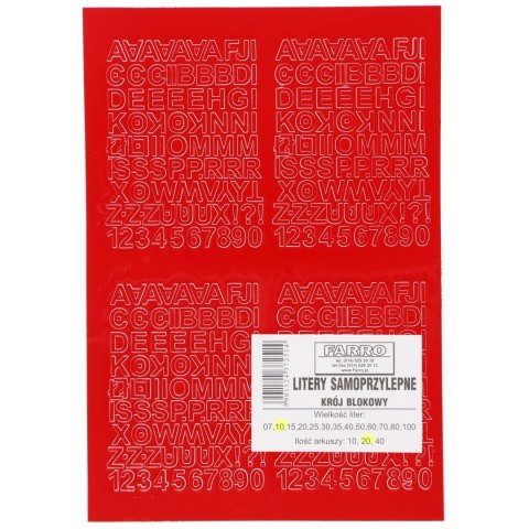 Litery samoprzylepne czerwony Farro