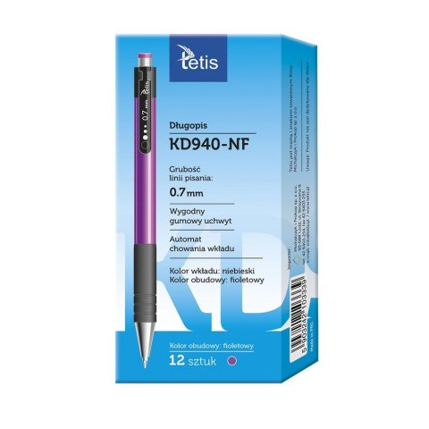 Długopis fiolet 59032421033339 niebieski 0,7mm Tetis (KD940-NF)