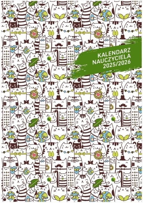 Kalendarz nauczyciela książkowy (terminarz) PCV KOTY bezbarwny B6 Wydawnictwo Wokół Nas (A5TN089B)