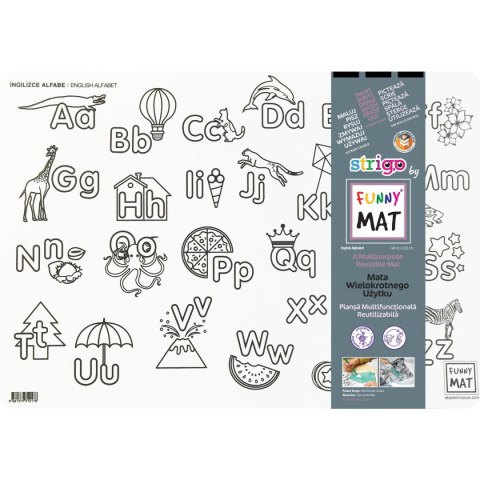 Podkład na biurko FUNNY MAT white ALFABET sfu1017 polipropylen PP [mm:] 335x480 Strigo (8681379310178)