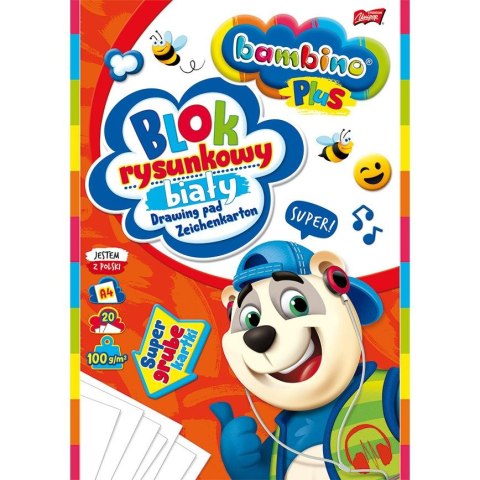 Blok rysunkowy Bambino Plus A4 biały 100g 20k [mm:] 210x297 Unipap