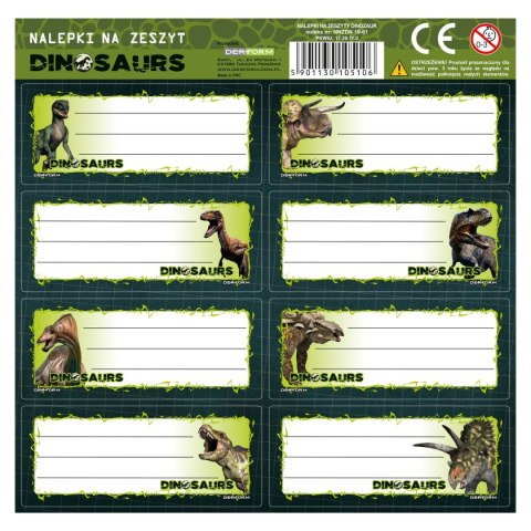 Naklejka na zeszyt Dinozaur [mm:] 160x160 Derform (NNZDN19)