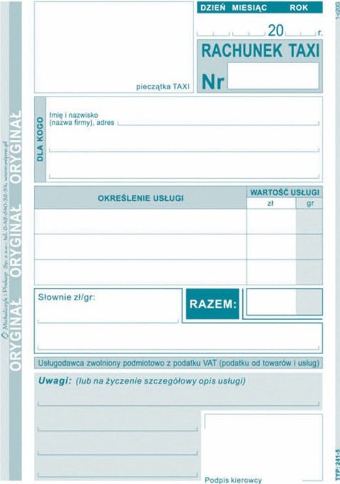 Druk samokopiujący S o/1k A6 80k. Michalczyk i Prokop (241-5) Druk samokopiujący S o/1k A6 80k. Michalczyk i Prokop (241-5)