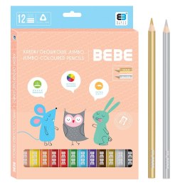 Kredki ołówkowe BB KIDS PASTEL 12 kol. Noster (kredki jumbo)