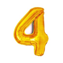 Balon foliowy cyfra 4 złota 82cm Go Party (BCF-955-4)