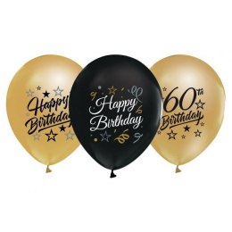 Balon gumowy 60th Birthday czarno złote czarny 300mm 12cal Godan (GP-ZC60)