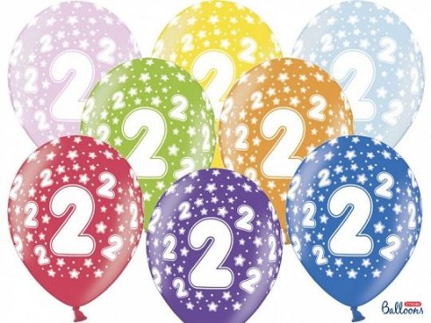 Balon gumowy gumowy 2 urodziny, mix kolorów 30 cm/6 sztuk mix 300mm Partydeco (SB14M-002-000-6) Balon gumowy gumowy 2 urodziny, mix kolorów 30 cm/6 sztuk mix 300mm Partydeco (SB14M-002-000-6)