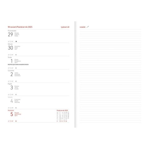 Kalendarz nauczyciela książkowy (terminarz) Vivella czarny A5 Wydawnictwo Wokół Nas (A5TA071B)