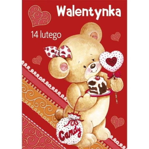 Kartka składana brokatowa walentynka B6 Kartka składana brokatowa walentynka B6