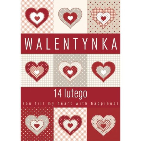 Kartka składana brokatowa walentynka B6 Kartka składana brokatowa walentynka B6