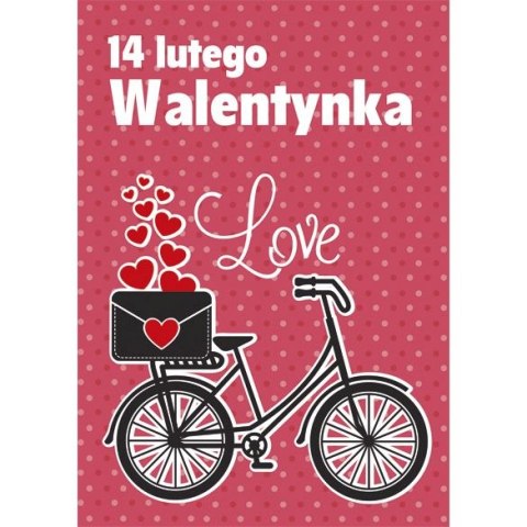 Kartka składana brokatowa walentynka B6 Kartka składana brokatowa walentynka B6