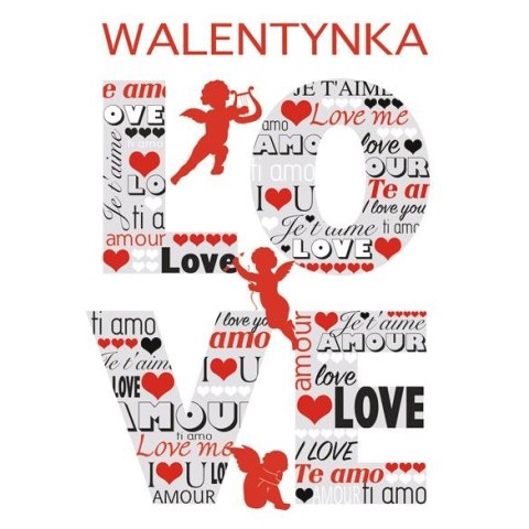 Kartka składana brokatowa walentynka B6 Kartka składana brokatowa walentynka B6