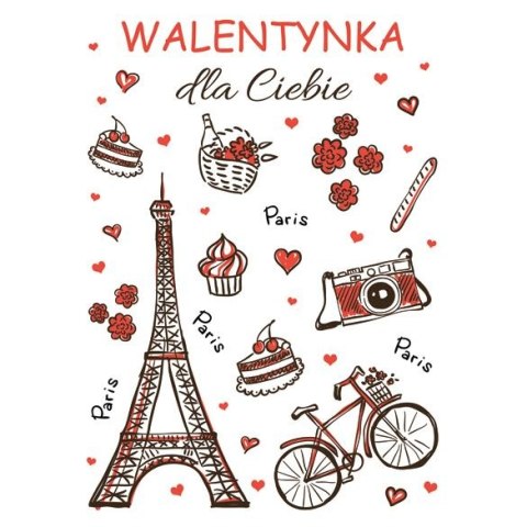 Kartka składana brokatowa walentynka B6 Kartka składana brokatowa walentynka B6
