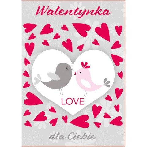 Kartka składana brokatowa walentynka B6 Kartka składana brokatowa walentynka B6