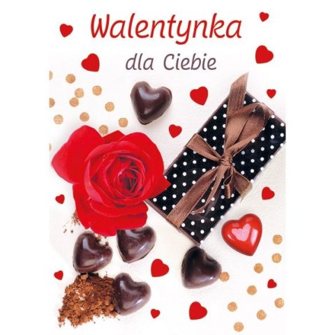 Kartka składana brokatowa walentynka B6 Kartka składana brokatowa walentynka B6