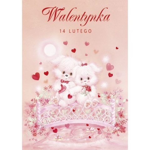 Kartka składana brokatowa walentynka B6 Kartka składana brokatowa walentynka B6