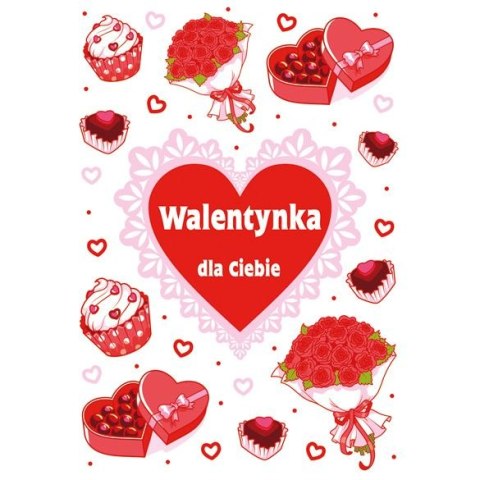 Kartka składana brokatowa walentynka B6 Kartka składana brokatowa walentynka B6