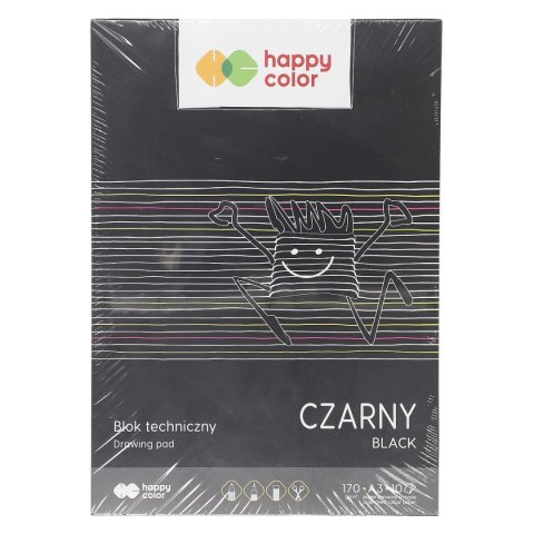 Blok techniczny A3 czarny 170g 10k Happy Color (HA 3717 3040-9)