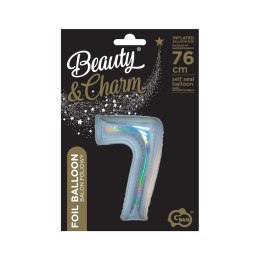 Balon foliowy Beauty&Charm Cyfra 7 holograficzna 76cm Godan (CH-BHS7)