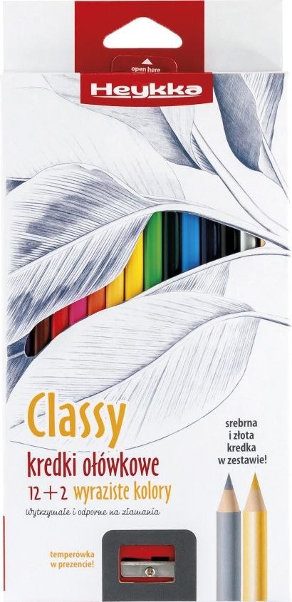 Kredki ołówkowe HEYKKA Classy trókątne z temperówką 12 kol. Heykka (609007)