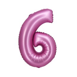 Balon foliowy Beauty&Charm Cyfra 6 satynowy róż 76cm Godan (CH-BSR6)