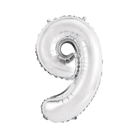 Balon foliowy cyfra 9 srebrny 35 cm Godan (FG-C35S9) Balon foliowy cyfra 9 srebrny 35 cm Godan (FG-C35S9)