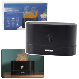 Gadżet Nawilżacz Powietrza Dyfuzor Aromaterapia Efekt Ognia Kominek Czarny 180ml Lean (26785)