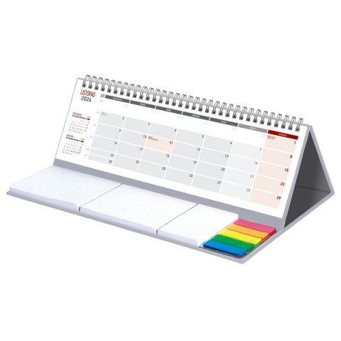 Kalendarz biurkowy MAXI biurkowy z notesem,SPIRALOWANY 315mm x 192mm Wydawnictwo Wokół Nas (KB 053 B SZARY)