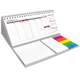 Kalendarz biurkowy tygodniowy MAXI biurkowy z notesem, spiralowany 210mm x 110mm Wydawnictwo Wokół Nas (KB 044 B szary)