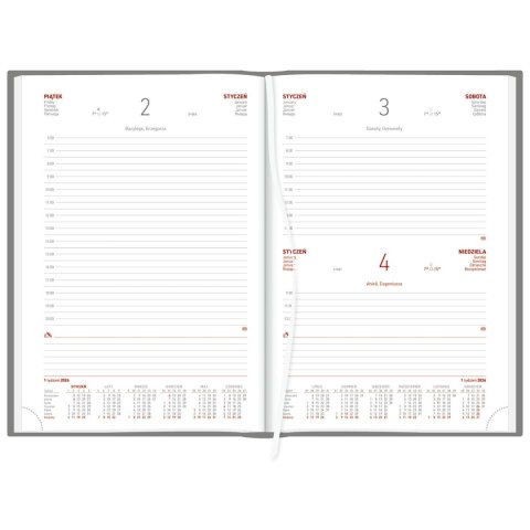 Kalendarz książkowy (terminarz) CZARNY aluminium DZIENNY B5 (237 B5DB)