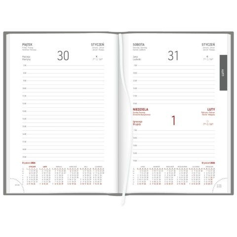 Kalendarz książkowy (terminarz) SREBRNY aluminium DZIENNY B6 (237 B6DB)