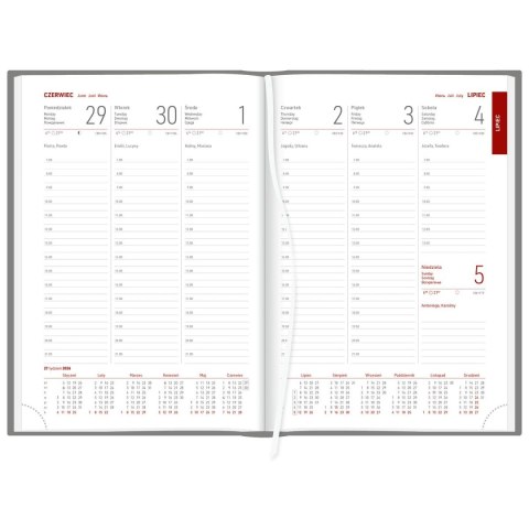 Kalendarz książkowy (terminarz) SREBRNY aluminium TYGODNIOWY A5 (237 A5TB)