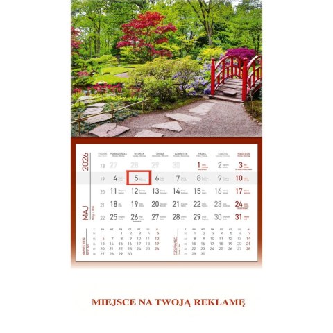 Kalendarz ścienny OGRÓD JEDNODZIELNY plecki bordowe 512mm x 295mm Wydawnictwo Wokół Nas (KS 056)