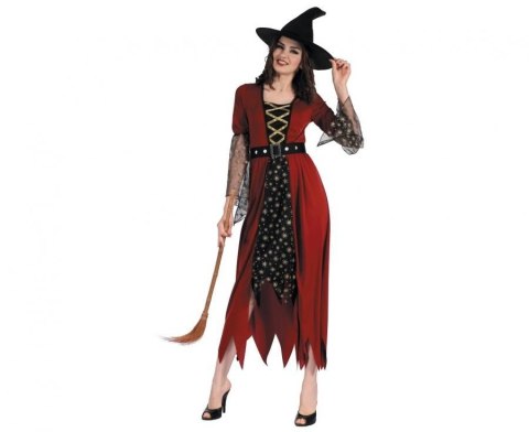 Kostium Zestaw dla dorosłych Czerwona Czarownica (sukienka, kapelusz, pasek ), rozm. S Godan (SL-CZCS)