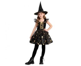 Kostium Zestaw dla dzieci Czarna Czarownica ( sukienka, kapelusz), rozm. 110/120 cm Godan (SL-CA11)