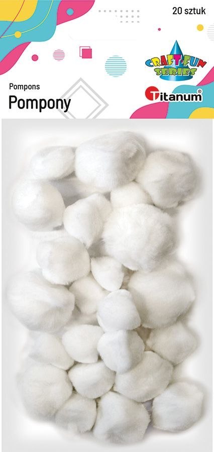 Pompony Craft-Fun Series białe 20 szt Titanum (282820)