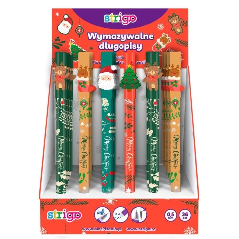 Długopis wymazywalny Chrisymas wymazywalny niebieski wkład niebieski 0,5mm Strigo (SSC200)