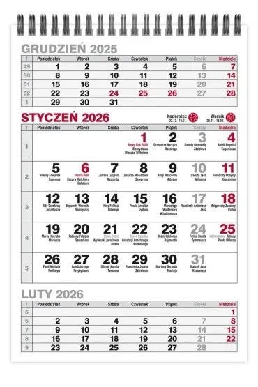 Kalendarz biurkowy Trójdzielny pionowy 145mm x 210mm Pan Kalendarzyk (KBA5-TR)