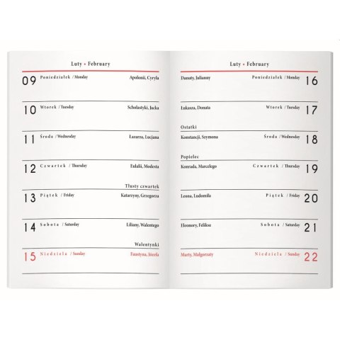 Kalendarz książkowy (terminarz) miękka oprawa HYBRYDA A5 Interdruk (64 stony)