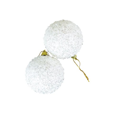 Bombki błyszczące (2 szt.) - białe plastik Arpex (BN6514BIA-6118)
