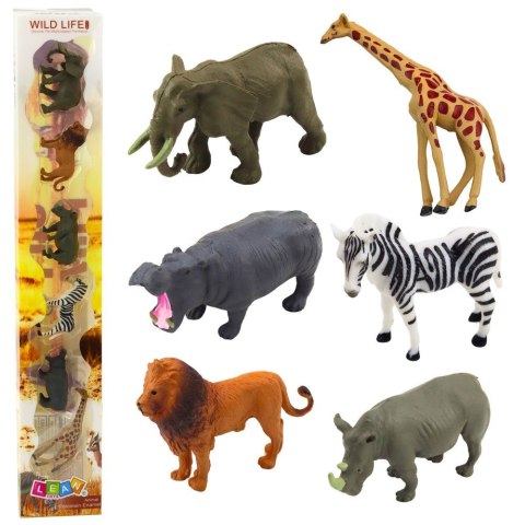 Figurka Dzikie Zwierzęta Żyrafa Zebra Lew 6-8cm 6szt Lean (23289)