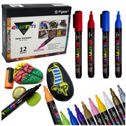 Flamaster Zestaw Pisaków Flamastrów Akrylowych Intensywne Kolory 12szt Lean (21006)