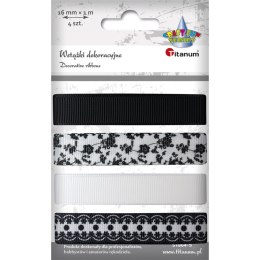 Wstążka Craft-Fun Series zestaw 16x4 [mm x m] biało-czarna Titanum (S1804-5)